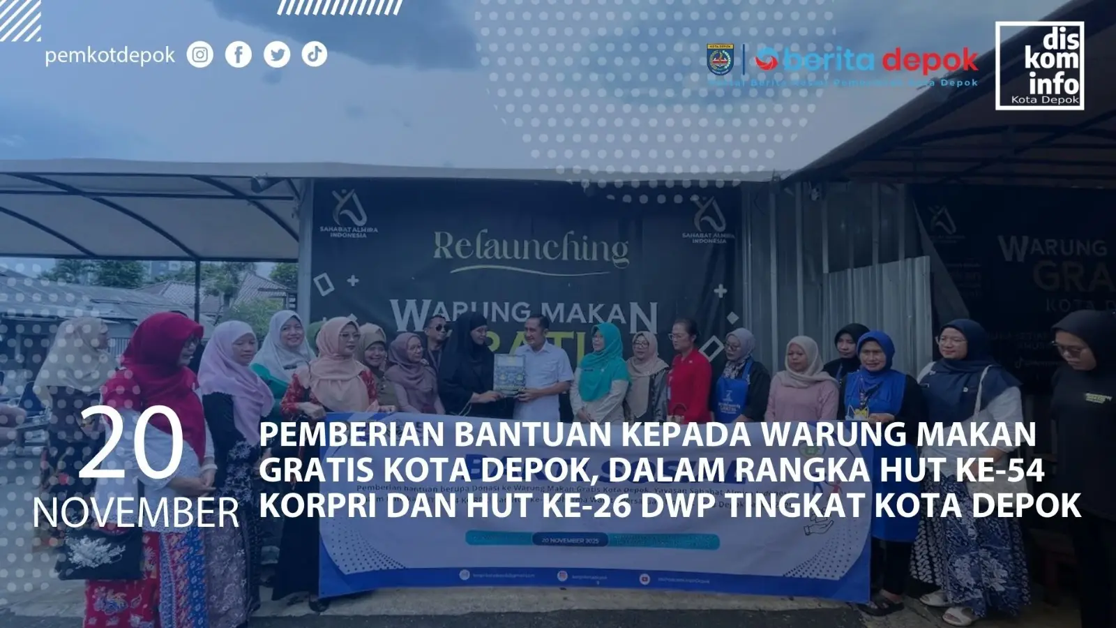 Donasi Warung Makan Gratis Kota Depok Peringati HUT KORPRI dan DWP