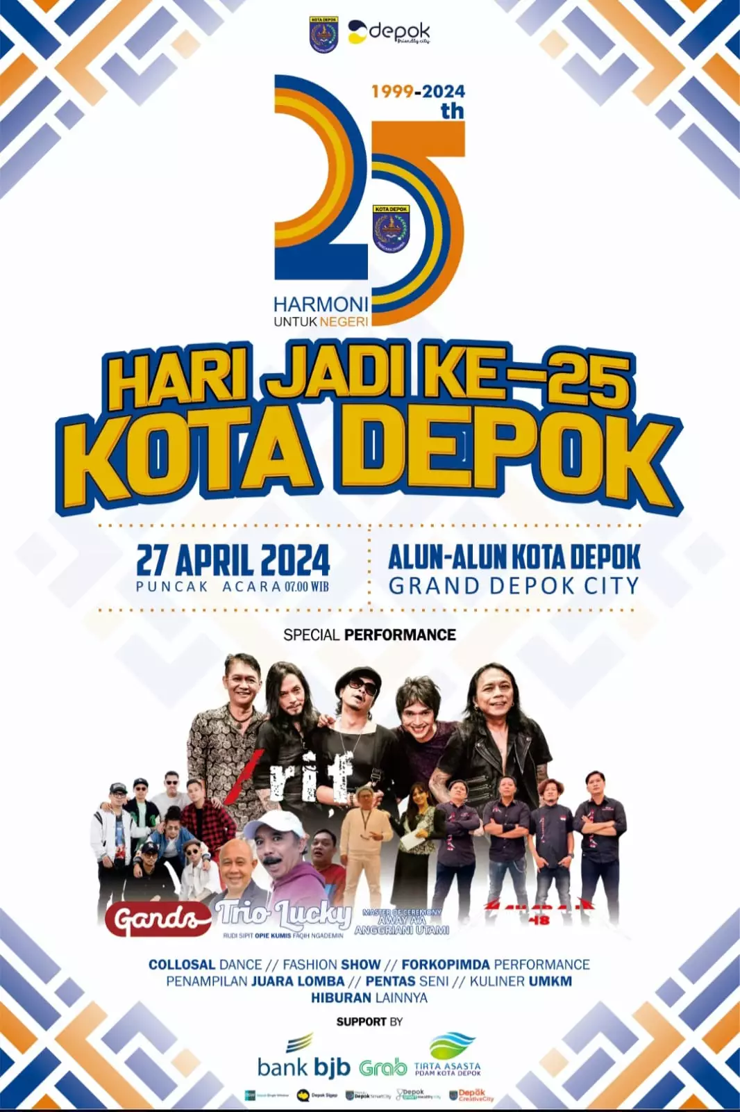 Besok! Grup Band /Rif Siap Semarakkan Hari Jadi ke-25 Kota Depok
