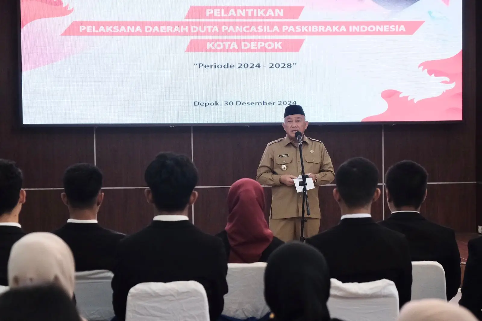 Wali Kota Depok Lantik Pelaksana Daerah Duta Pancasila Paskibraka Indonesia Periode 2024–2028