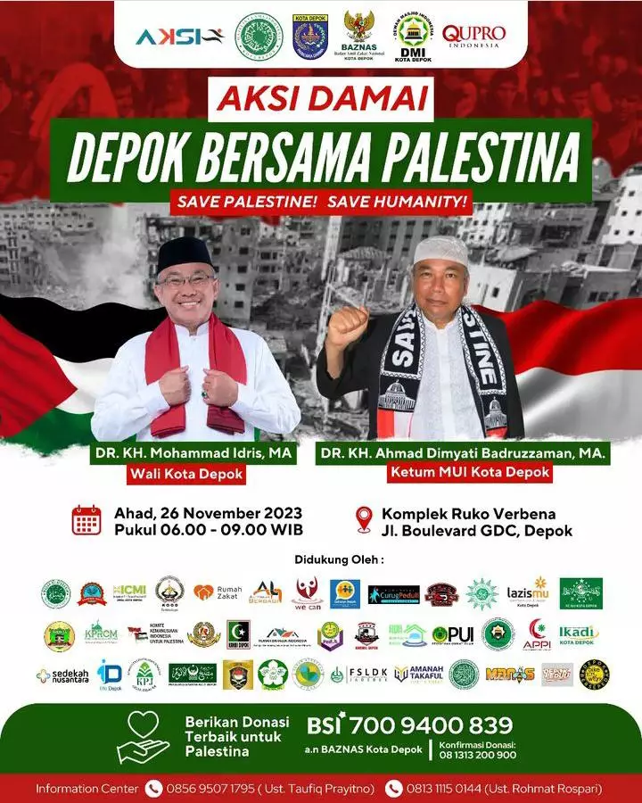 Aksi Kemanusiaan Depok Bersama Palestina, MUI Targetkan 150 Ribu Orang Hadir
