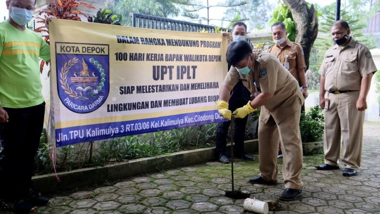 Disrumkim Depok Bersama UPT IPLT Siap Lestarikan Lubang Biopori