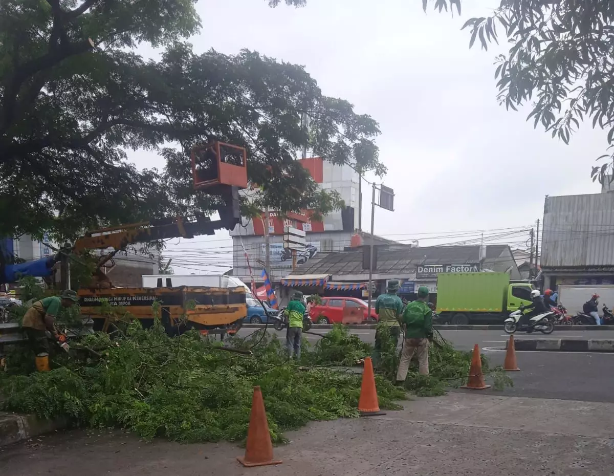 Bantu Pangkas Pohon, Lurah Cisalak: Terima Kasih DLHK Atas Bantuannya
