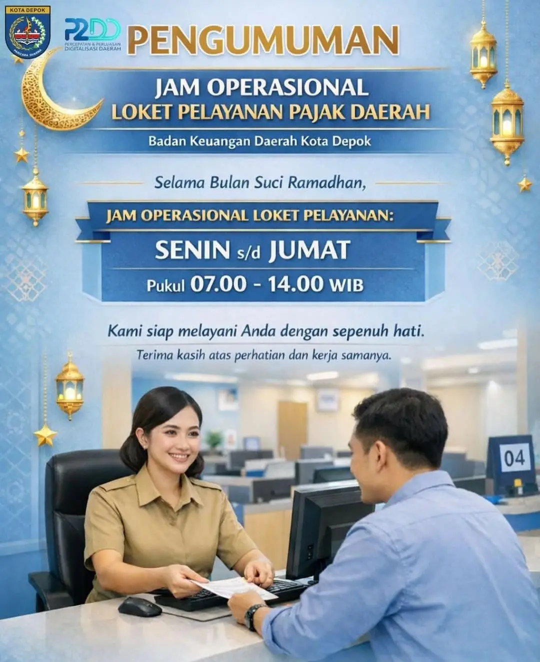 BKD Depok Sesuaikan Jam Layanan Pajak Selama Ramadan, Buka hingga Pukul 14.00 WIB
