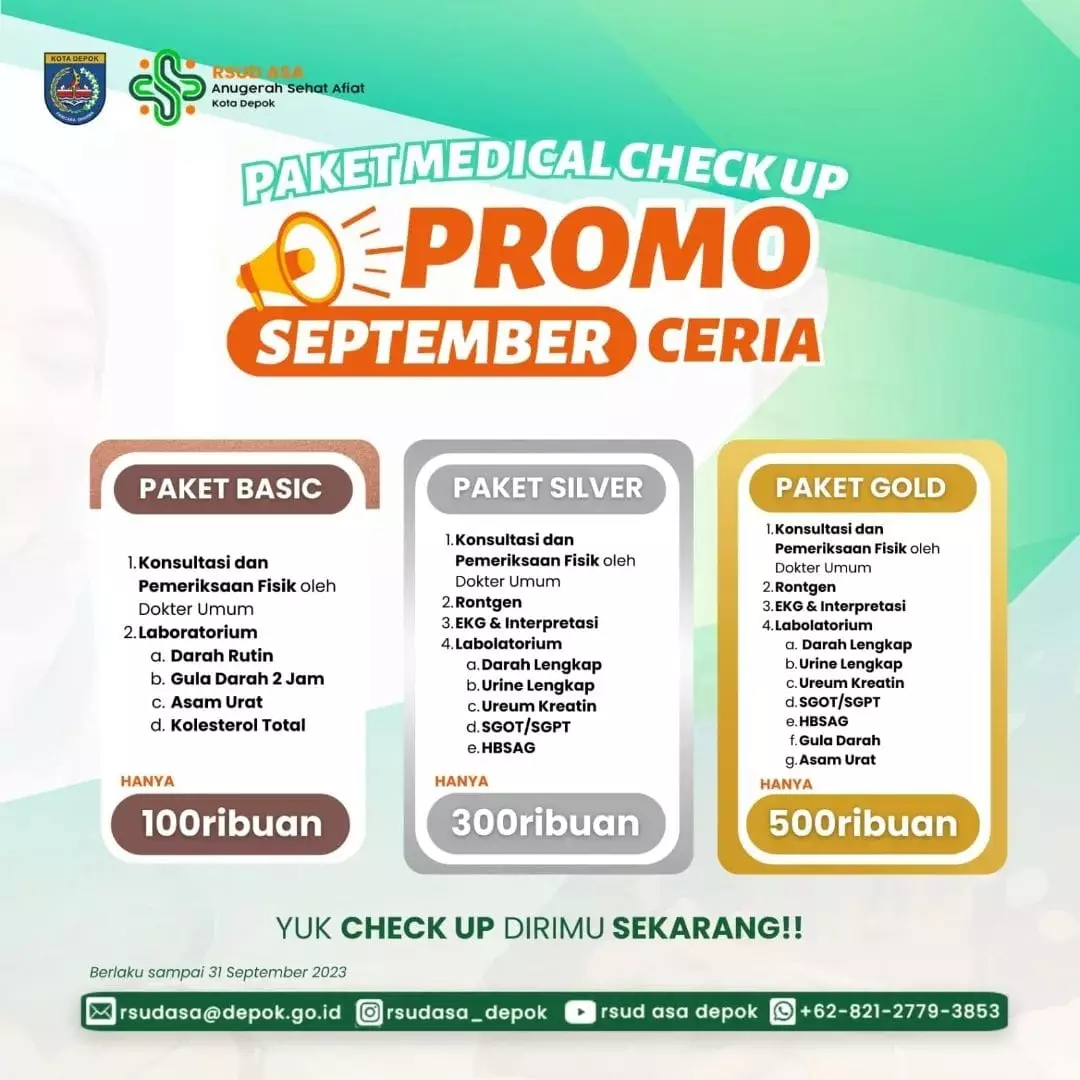 RSUD ASA Punya Promo September Ceria, Medical Check Up Mulai dari Rp100 Ribu Saja