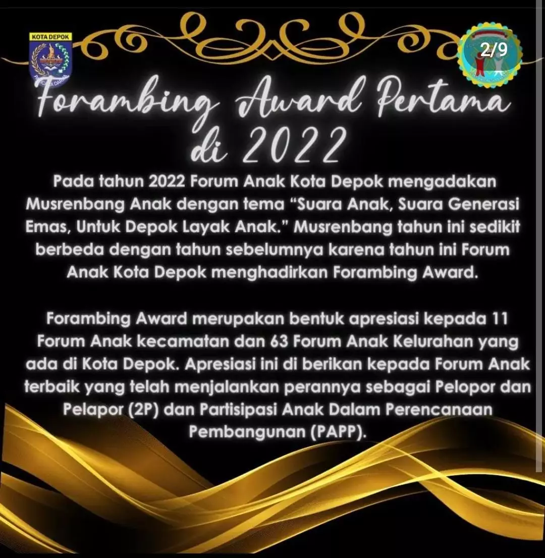 Forum Anak Depok Buka Pendaftaran Forambing Award hingga 29 Oktober 2022