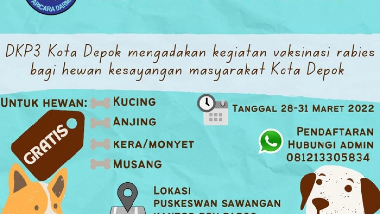 DKP3 Akan Adakan Vaksinasi Rabies Gratis di Dua Lokasi 