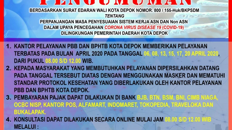 Pelayanan PBB dan BPHTB Kembali Dibuka