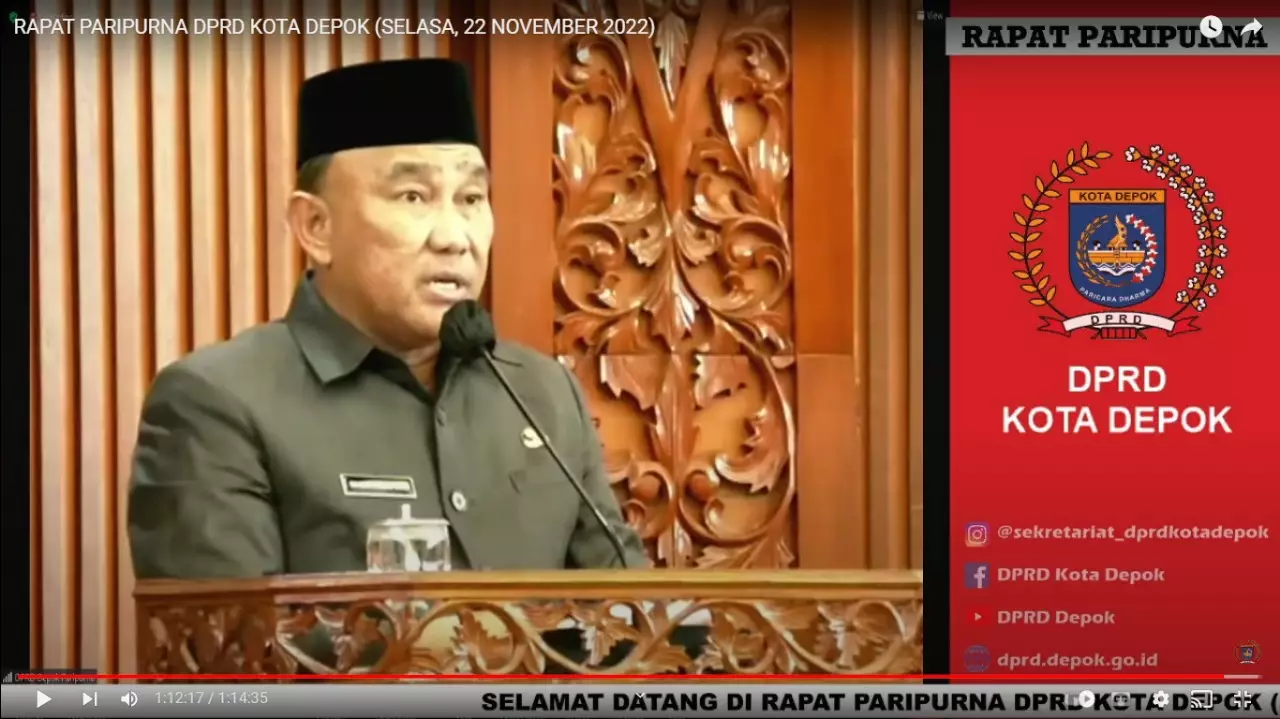 Raperda APBD Tahun 2023 Disetujui, Wali Kota Depok: Semangat Bersama untuk Pembangunan Daerah