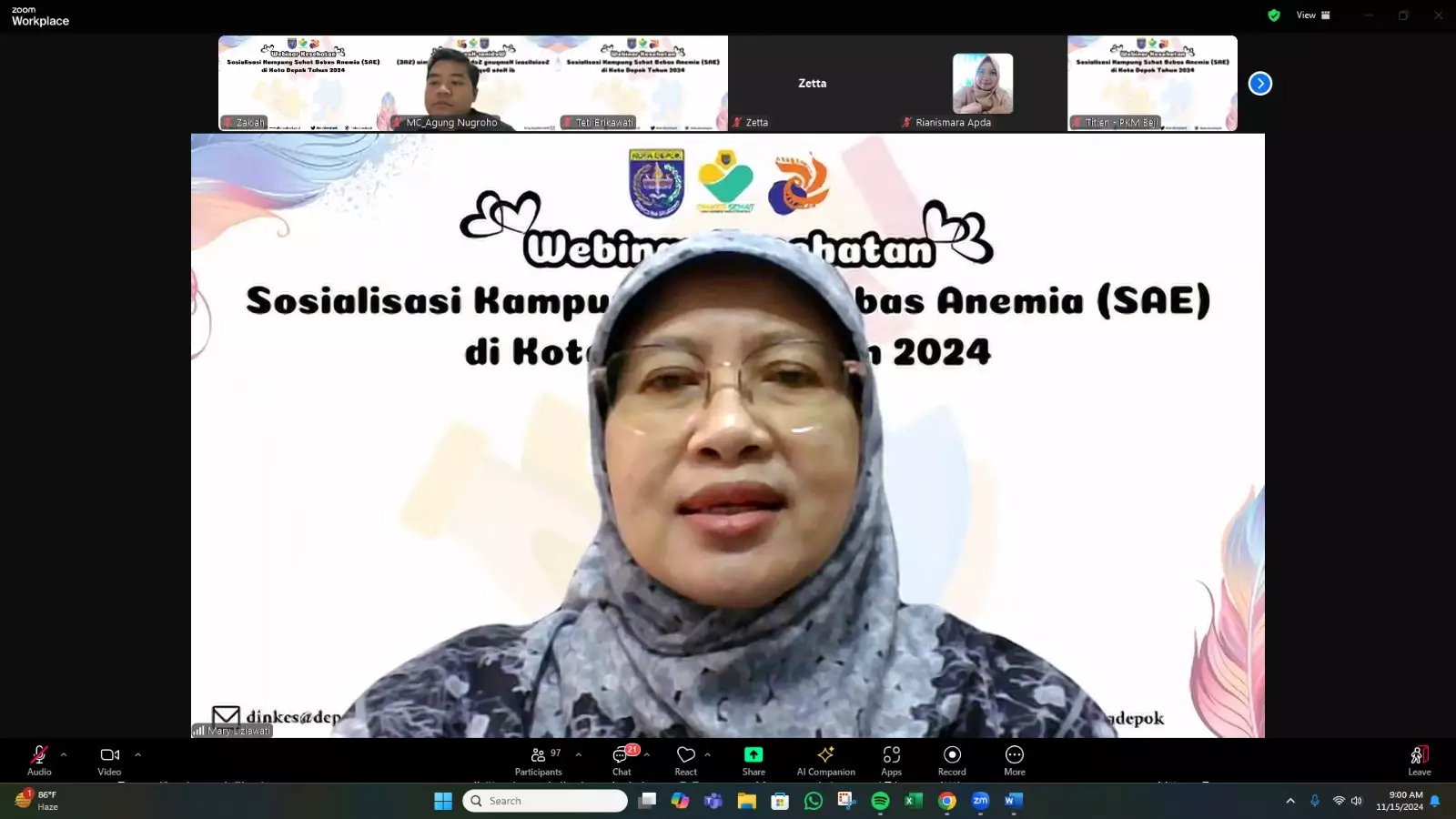 Lewat Webinar Sosialisasi Kampung SAE, Dinkes Depok Tingkatkan Pengetahuan Rematri untuk Cegah Anemia