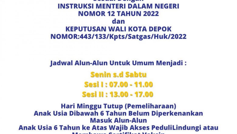 Patuhi Instruksi Mendagri, Jadwal Operasional Alun-alun Berubah