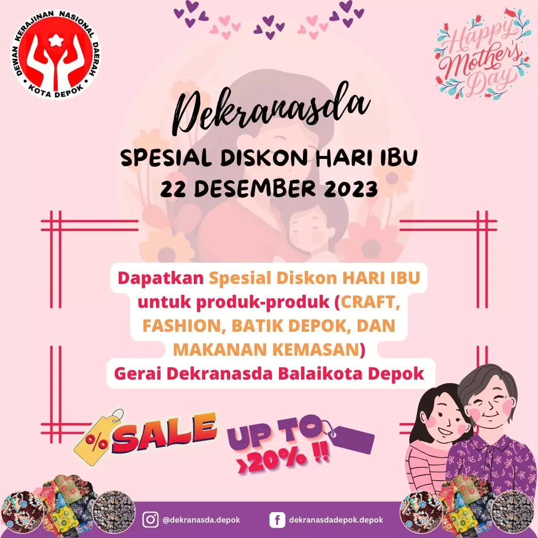 Peringati Hari Ibu, Dekranasda Depok Beri Diskon Spesial