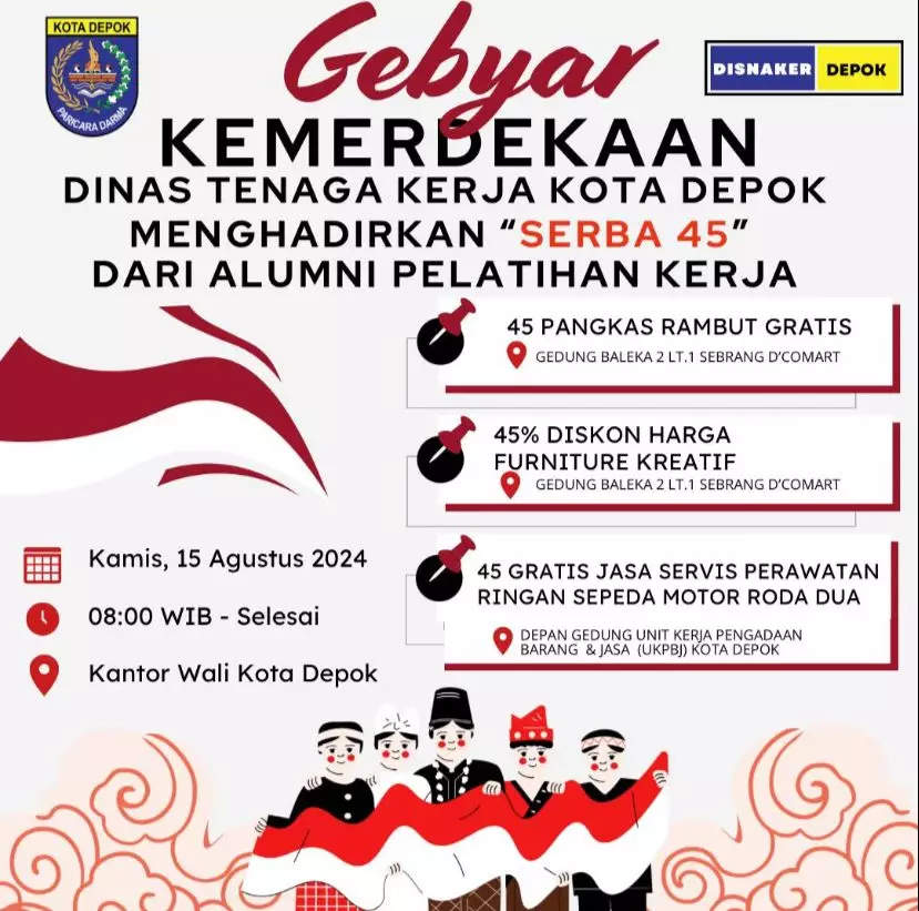 Sambut Kemerdekaan, Disnaker Depok Siapkan Layanan Pangkas Rambut hingga Servis Motor Gratis