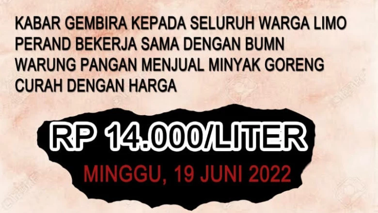 Pemuda Kelurahan Limo Akan Gelar Pasar Murah Khusus Minyak Goreng