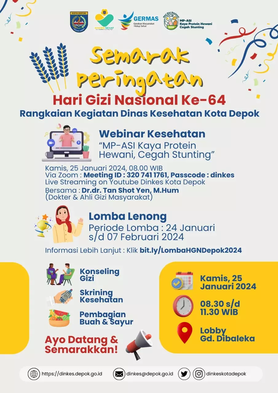 Semarak Hari Gizi Nasional Ke-64, Dinkes Depok Adakan Webinar hingga Konseling