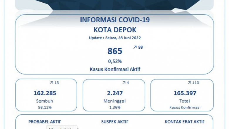 Update Covid-19 di Depok Per 28 Juni: Positif 110 kasus, Sembuh 18 Orang