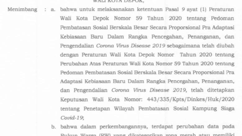 Pemkot Depok Tetapkan Pembatasan Sosial Kampung Siaga di 99 RW 