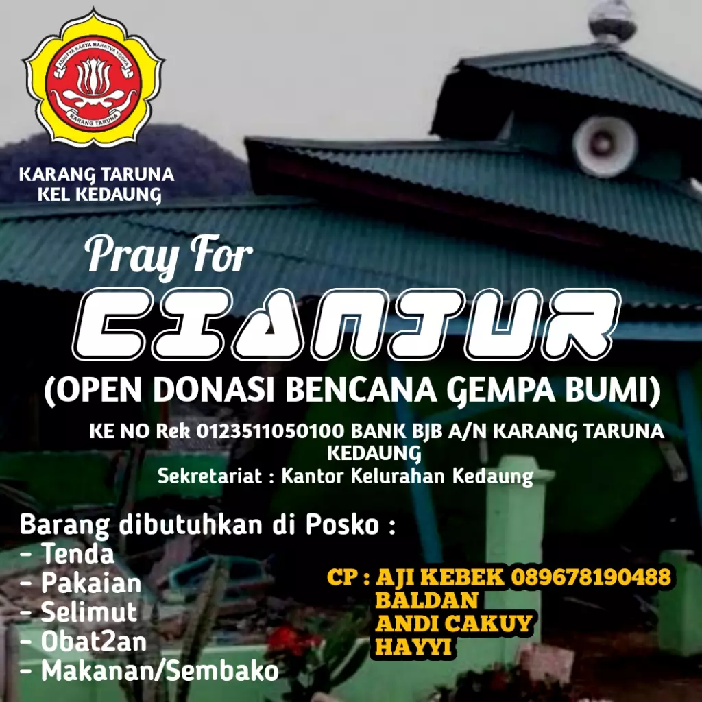 Katar Kedaung Galang Donasi Bantu Korban Gempa Cianjur