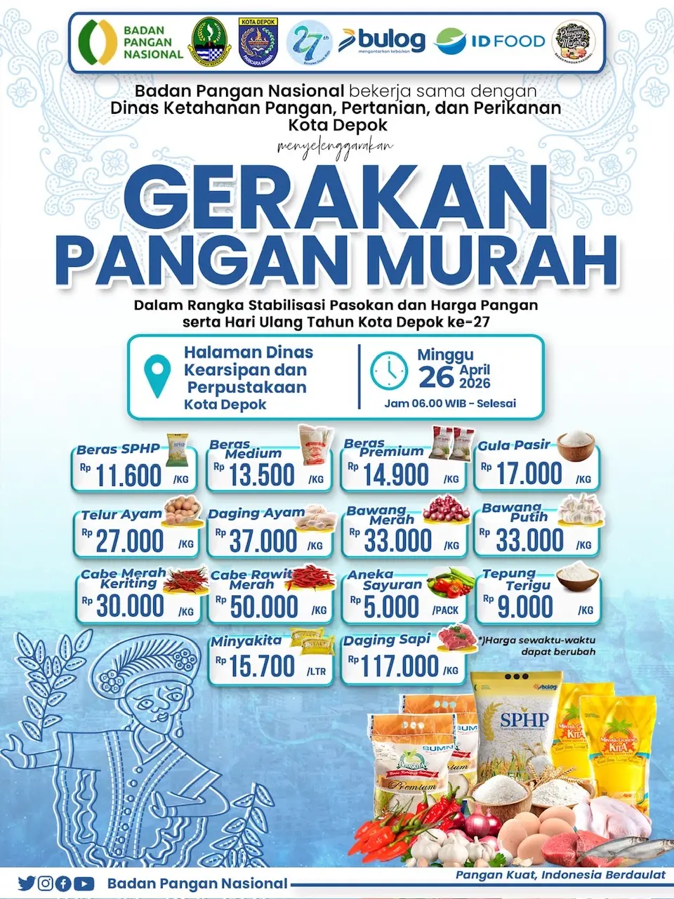 Gerakan Pangan Murah Digelar Besok di Depok, Warga Bisa Belanja Lebih Hemat