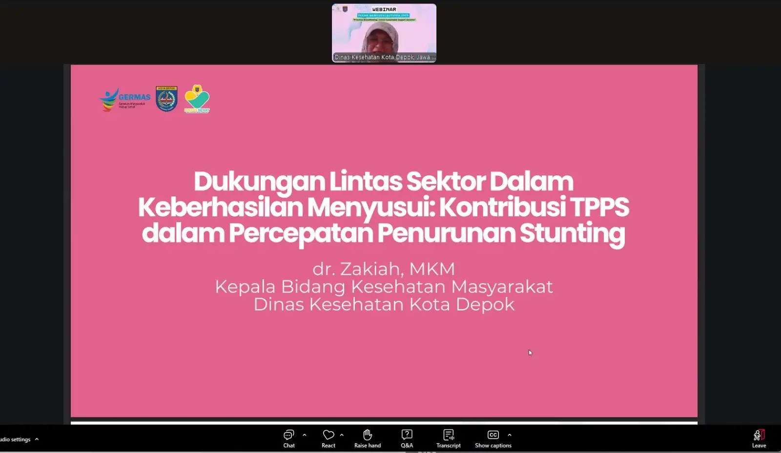 Dinkes Depok Dipercaya Jadi Narasumber Webinar Pekan Menyusui Sedunia, Ungkap Peran TPPS