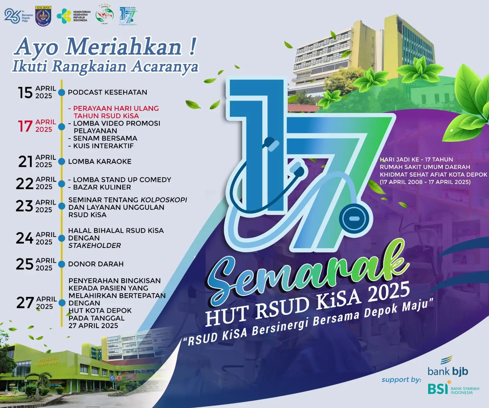 Semarak HUT ke-17, RSUD KiSA Depok Ajak Masyarakat Meriahkan Berbagai Kegiatan