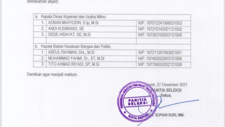 Seleksi Calon Kepala DKUM dan Kesbangpol Sisakan Enam Kandidat