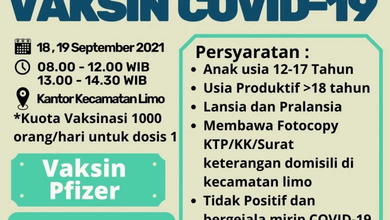 Gebyar Vaksinasi Kecamatan Limo Siapkan 6.000 Dosis Vaksin, Berikut Link Pendaftarannya