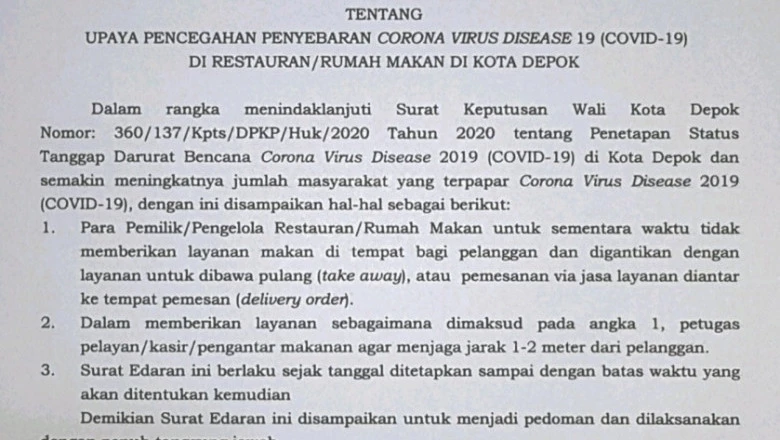 Wali Kota Keluarkan Imbauan Bagi Restoran Selama Pandemi Corona
