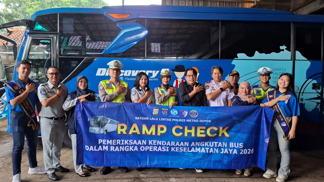 Jelang Operasi Keselamatan 2026 dan Operasi Ketupat Jaya, Satlantas Polres Metro Depok Sisir Kelayakan Bus