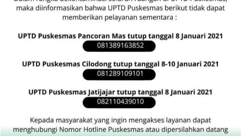 Tiga Puskesmas di Depok Lakukan Dekontaminasi Cegah Covid-19