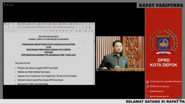 Fraksi DPRD Sampaikan Pandangan Umum Fraksi Terhadap Raperda APBD Kota Depok Tahun Anggaran 2021