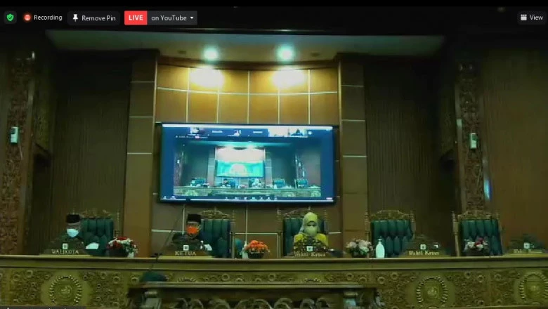  Rapat Paripurna Penyampaian Rekomendasi Hasil LKPJ Wali Kota Depok Tahun 2020 dan Persetujuan Terhadap Raperda Kota Depok