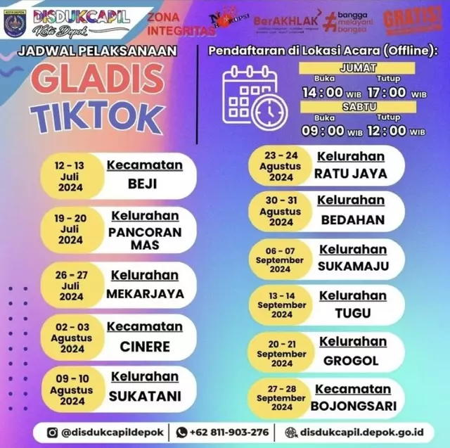 Catat Tanggalnya! Berikut Jadwal Layanan Gladis Tiktok di 11 Kecamatan
