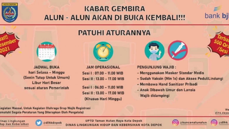 Berikut Syarat dan Ketentuan Berkunjung ke Alun-alun Kota Depok