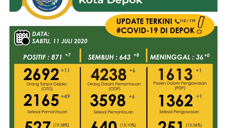 Kembali Bertambah, Pasien Sembuh Covid-19 di Depok Jadi 648 Orang