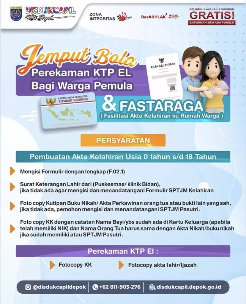 Percepat Pelayanan, Disdukcapil Depok Buka Layanan Jemput Bola Perekaman KTP-el dan Fastaraga
