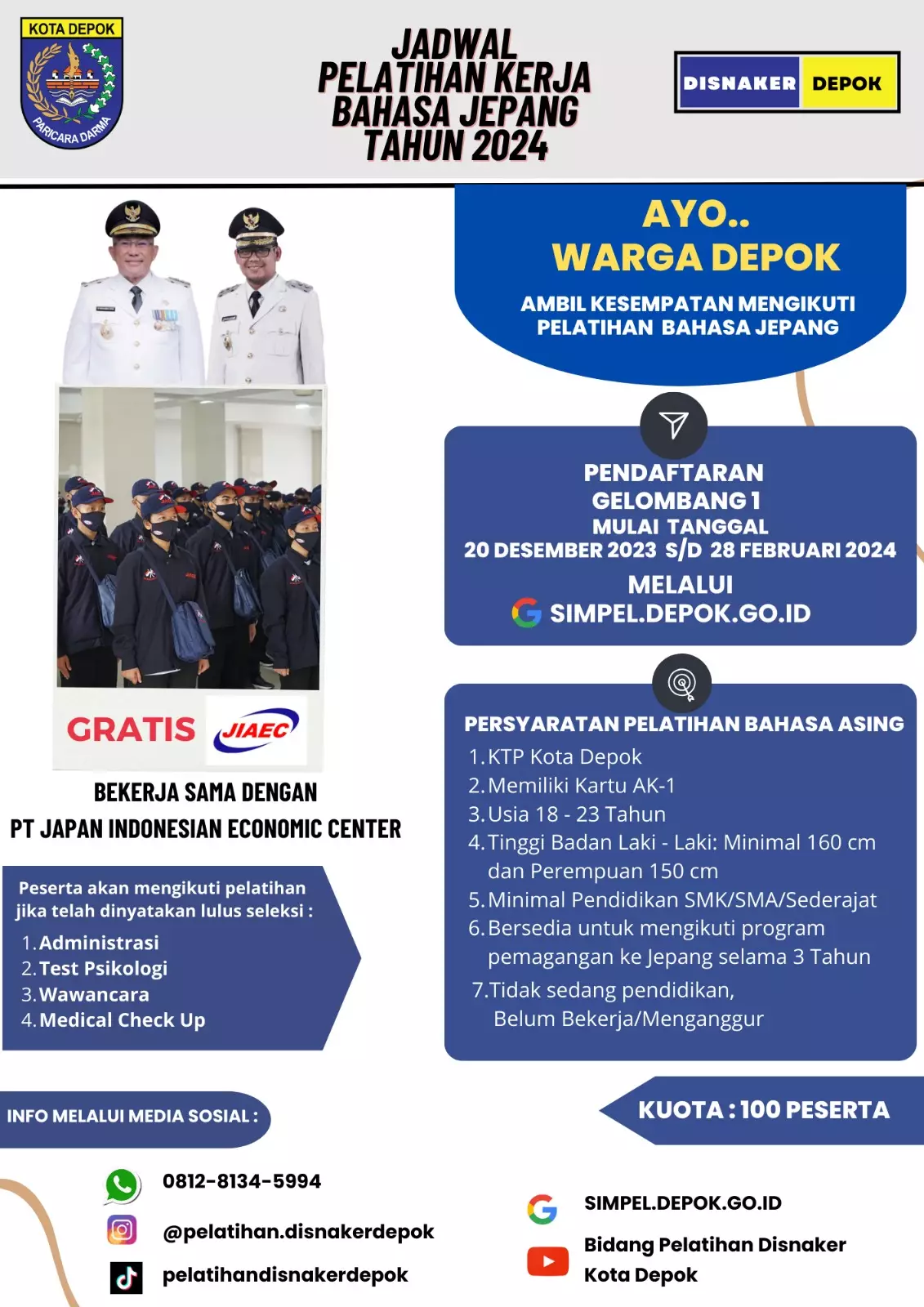 Buruan Daftar! Pemkot Depok Buka Pelatihan Kerja Bahasa Jepang