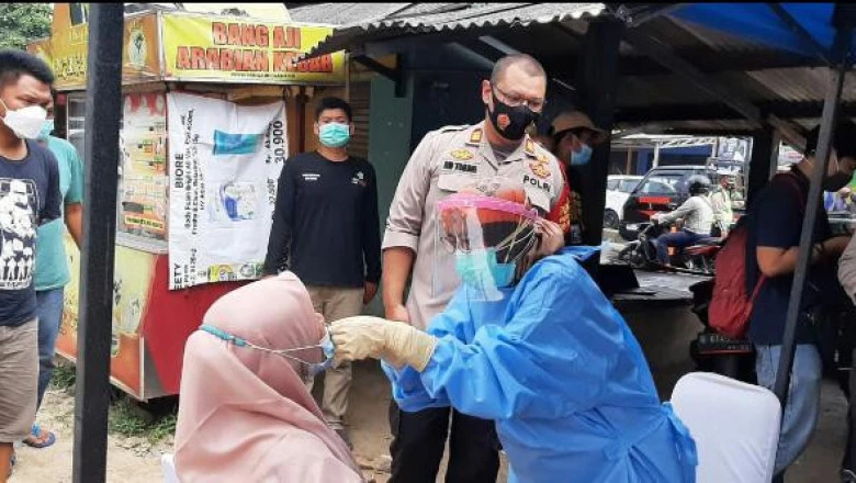 Polsek Sawangan Gelar Rapid Test Antigen Bagi Pemudik