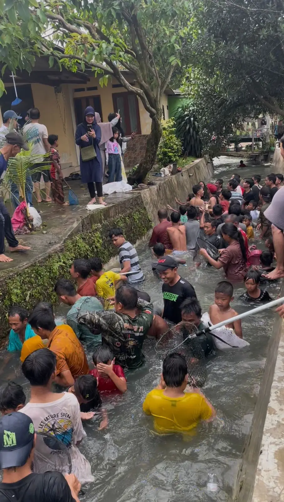 Ngubek Ikan Jadi Tradisi Warga Perigi Bedahan Songsong Tahun Baru